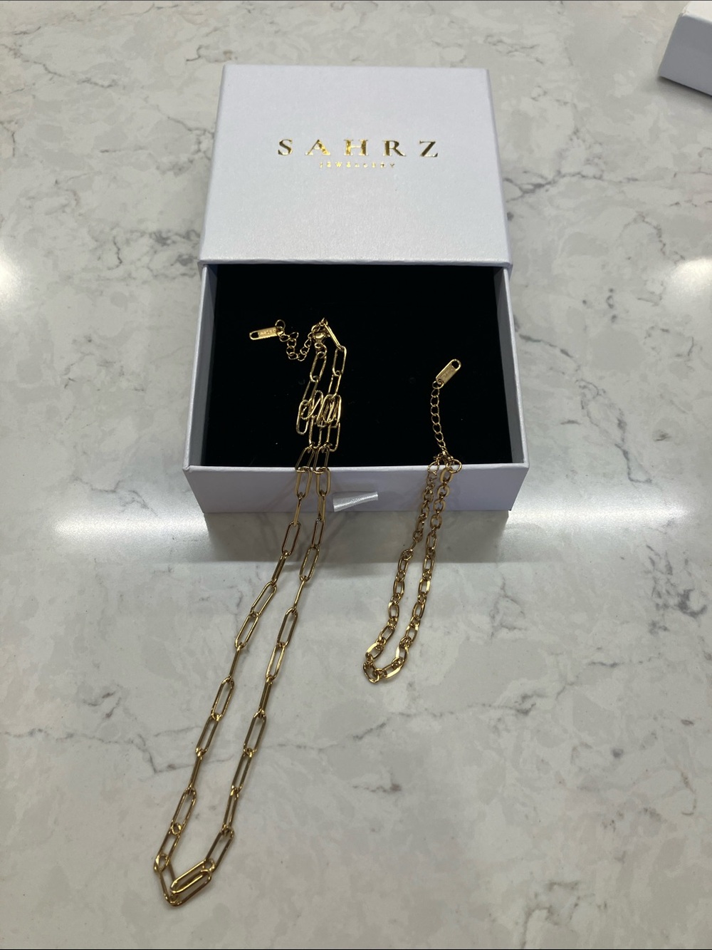 GOLD PLATED Stainless Steel Paperclip Necklace 18” w Bracelet 7” NWT